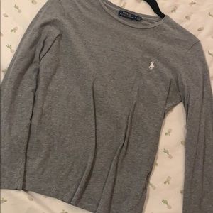 Gray long sleeve polo top
